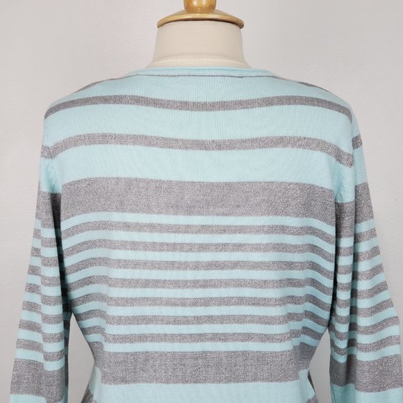 New York & Company Preppy Striped V-Neck Knit Sweater NEW NWT Size L - Picture 7 of 13